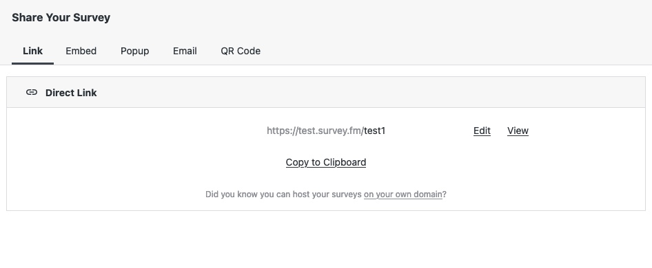 Sharing direct link to survey
