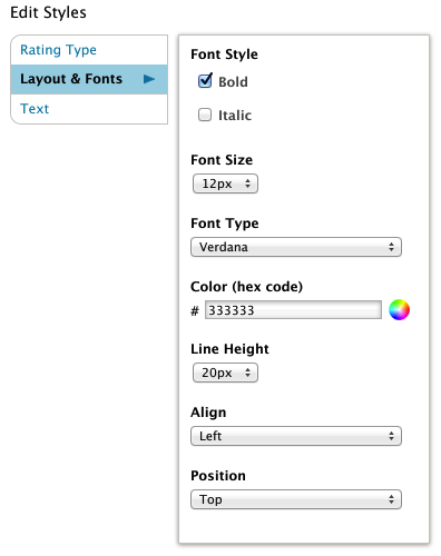layout and font options