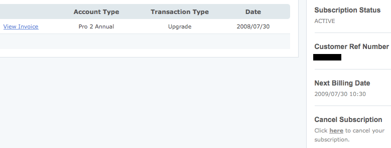 Billing screenshot