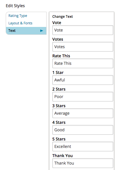 polldaddy rating text edits