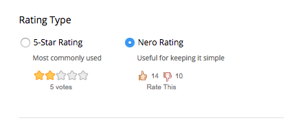 rating type box with Nero Rating selected